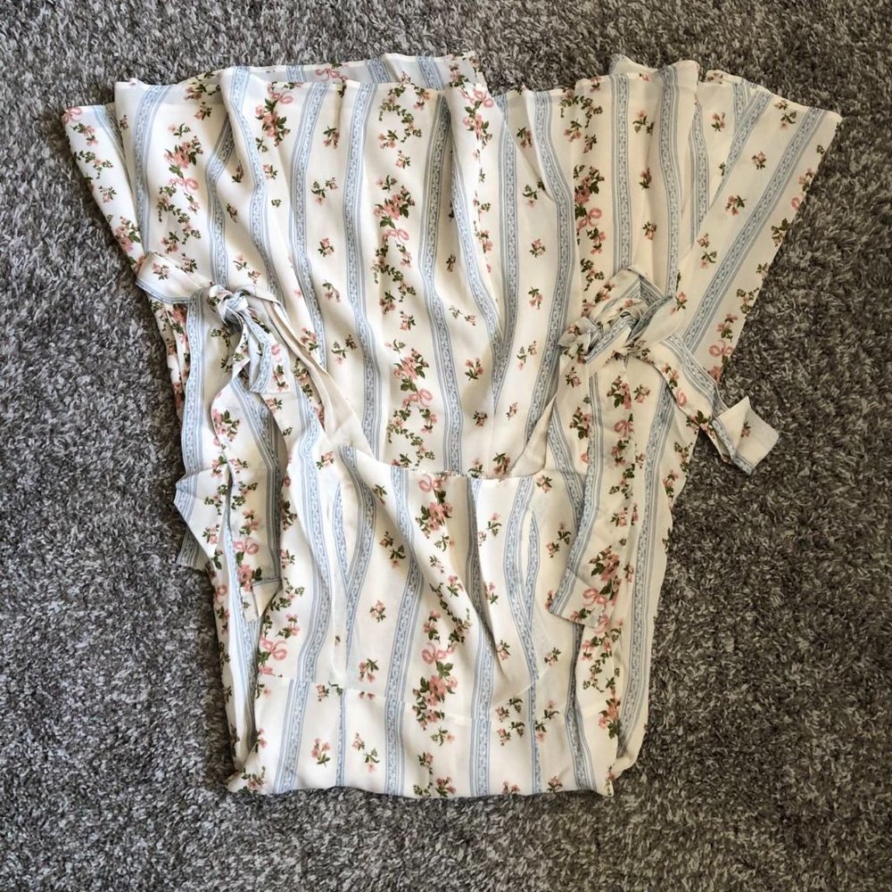Reformation Twilight Midi Dress Sz4 Surrey Blue Cream Floral Stripes Cocktail - Picture 6 of 9